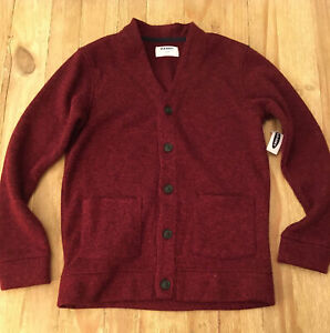Old Navy Boys Maroon Fleece Cardigan Sweater Button Front Polyester - XL 14/16
