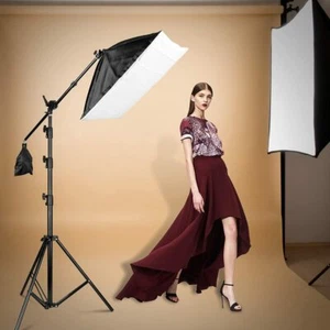 Photo Studio Continuous Softbox Lighting Boom Video Soft Box Light Stand Kit - Picture 1 of 12