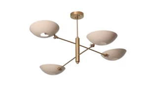 4 Light Pendant Mid Century Modern Raw Brass Sputnik chandelier light Fixture - Picture 1 of 9