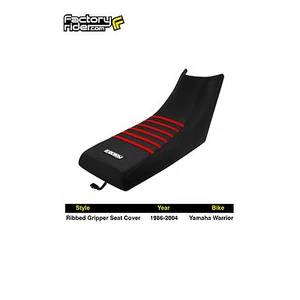 1986-2004 Yamaha Warrior Seat Cover Gripper Enjoy Mfg ALL BLACK / RED RIBS #111 - Picture 1 of 5