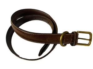 Vintage Tommy Hilfiger Brown Leather Belt Gold Brass Buckle Men's Size 32 - Picture 1 of 5