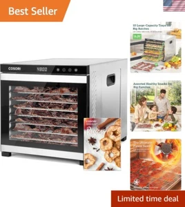 Food Dehydrator for Jerky, 10 Trays, 16.2ft² Drying Space, 165°F Temperature ... - Picture 1 of 7