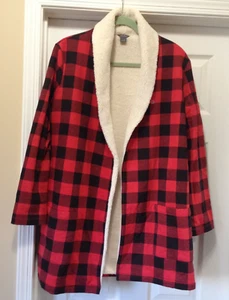 Eddie Bauer Faux Sherpa Lined Flannel Jacket Womans Buffalo Plaid NWT - Medium - Picture 1 of 4
