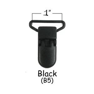 Chupete de plástico 10 KAM - Suspendedor / Clips de soporte de babero - 1" Negro - Imagen 1 de 3