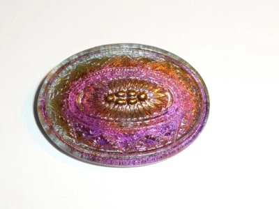 Pretty Oval Czech Glass Shank Button - Purple w/ Gold Cld Accents 1"x 1-3/8" - Image 1 of 4
