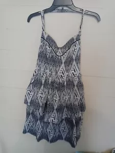Nooworks Black Tribal Halter Top Tiered Dress Size Small - Picture 1 of 8