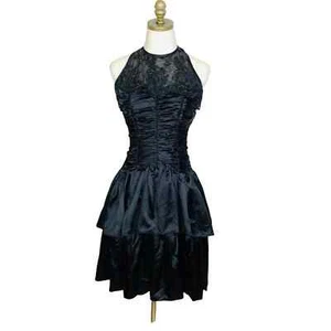 Gunne Sax Jessica McClintock 80s Tiered Sparkle Prom Dress High Neck Tiered Poof - Picture 1 of 11
