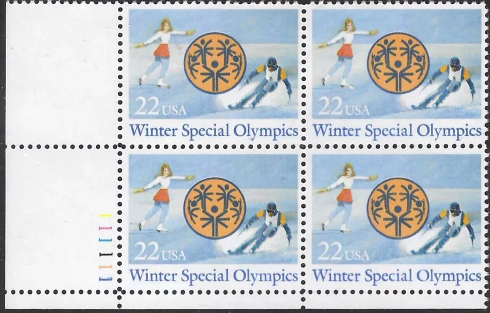 US Winter Special Olympics 22c Stamp Plate Block of 4 Scott #2142 - Image 1 of 1