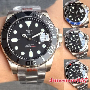 Reloj de buceo automático Tandorio 40 mm esfera negra movimiento luminoso NH35 200 M para hombre - Imagen 1 de 20