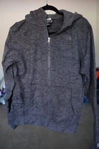 The North Face Gray Full Zip Hoodie Knit Sweatshirt Boys Sz XL Long Sleeve - Picture 1 of 8