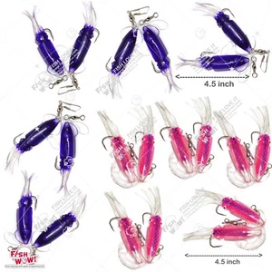 10pks 4.5" Pesca Ling Bacalao Plataforma Doble Bombilla Calamar Lingcod Señuelos Rosa + Púrpura 2C - Imagen 1 de 6
