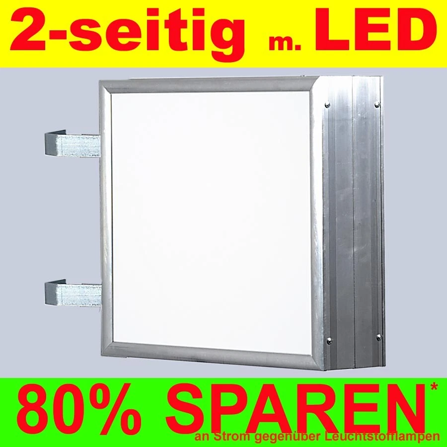 LED Leuchtreklame 2-seitig beleuchtet 1400 x1400 x 138 mm Aussteher Nasenbox - Bild 1 von 1