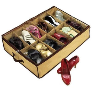 Shoe Organiser 12 Pair Under Bed Storage Zippered Breathable Wardrobe Closet Bag - Picture 1 of 5