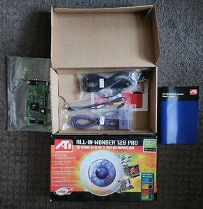 ATI All-In-Wonder 128 PRO 2X/4X AGP, 32mb with TV Out Boxed Computer Video Card - Picture 1 of 4