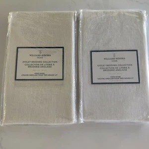 Williams Sonoma Home 100 % Leinen Elfenbein Ösen King Shams (2) Neu in Verpackung  - Bild 1 von 10