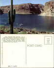 Canyon Lake Arizona motorboat races AZ desert cactus vintage postcard