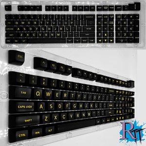 104Pcs Black Yellow Full Size Key PBT Double Shot Keycaps Mechanical Keyboard - Picture 1 of 4