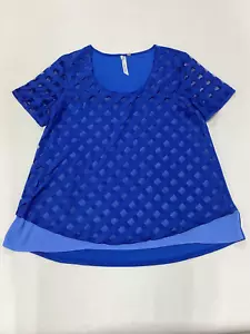 Womens NY Collection Blue Short Sleeve Top Large EUC - Picture 1 of 4