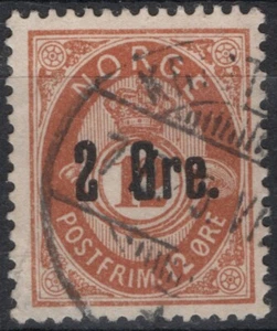 1068 Norway 1888 NK 48, Posthorn - surcharged, MI 48a, SC #46a. - Picture 1 of 1
