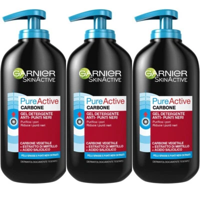 Gel Detergente Viso Anti Punti Neri Pelle Grassa Carbone Vegetale Purificante 3p - Immagine 1 di 4