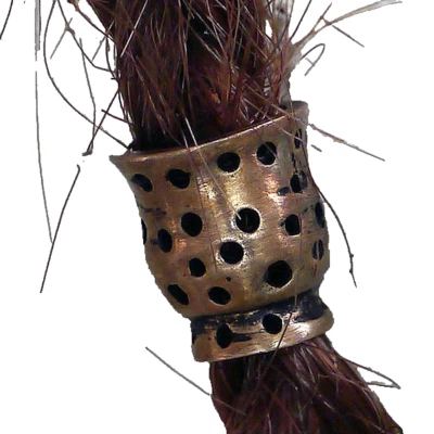 Bronze 2 x  Kelch Bartperle Bartschmuck Bartring Haarperle LOCH 6mm + Bartgummi - Bild 1 von 2