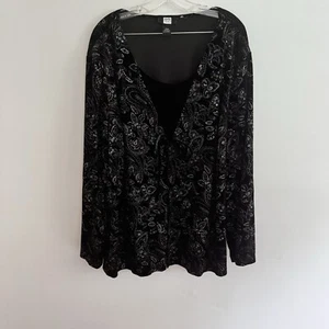 Studio 1940 Glitter Printed Velvet 2fer Blouse Women’s Size 26/28 Elegant Date - Picture 1 of 9