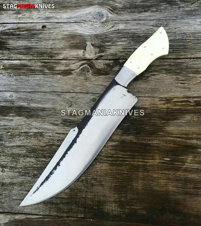 Premium Hand Forged J2 Steel Full Tang Hunting Bowie Knife Vintage Bone Handle - Image 1 of 1