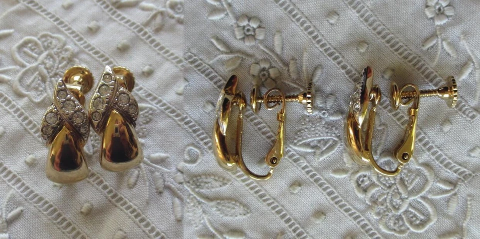 GOLDENE OHRCLIPS - KRISTALL - PIERRE LANG - Bild 1 von 1