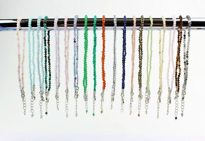 Armband aus echte Edelsteinen mit 925 Silber Karabiner und Verlängrungskette  - Bild 1 von 2