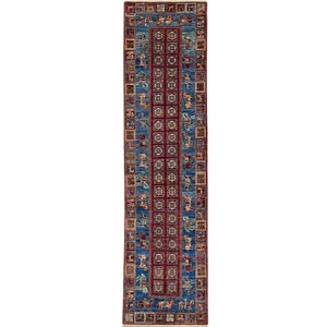 Handmade (3' x 10') Pazyryk Afghan Oriental Veg Dye Wool Runner Rug for Hallway - Picture 1 of 14