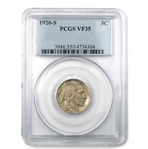 1920-S San Francisco Buffalo Nickel 5c PCGS VF35 Very Fine - Picture 1 of 2