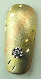 Fingernail TwoTone 14K Gold with Accent Diamond & Diamond Cut Design - Picture 1 of 1