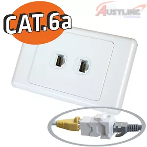 Cat6a RJ45 2Port Wall Plate Network LAN 2Gang Coupler F/FJack Cw2C6A-ff - Picture 1 of 6