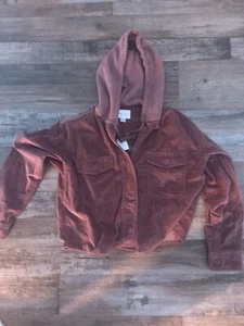American Eagle Long Sleeve Button Down Crop Corduroy Jacket Mauve Size Small - Picture 1 of 3
