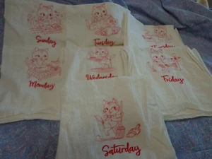 PLATOS DE COCINA BORDADOS DE CALIDAD, saco de harina, gatitos haciendo tareas domésticas - Imagen 1 de 8