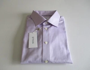 Chemise habillée homme Eton coupe contemporaine chevrons violet taille au choix 255€ neuve avec étiquette - Photo 1/20