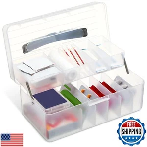 Honeydak Clear Plastic Medicine Storage Organizer 2 Tiers First Aid Box Large - Picture 1 of 5