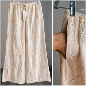 NEU MIT ETIKETT ZARA BESTICKTE HOSE ZW COLLECTION ECRU - Bild 1 von 3