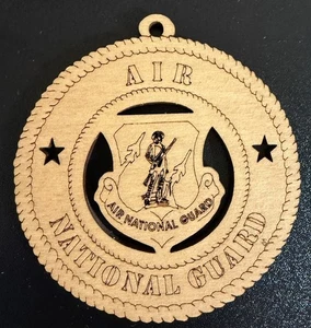 AIR NATIONAL GUARD 3" Durchmesser Lasergravur Holzornament - Bild 1 von 2