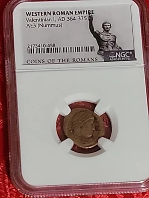 Western Roman Empire AD 364 - 375 Valentinian 1 AE3 NGC Graded LOW Shipping!!! - Image 1 of 4