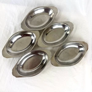 Vintage Brand Ware 5 Individual Stainless Steel Oval Dishes Oven Dishwasher - Picture 1 of 9