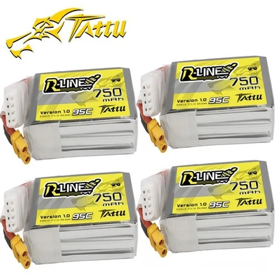 4X Tattu R-Line 750mAh 11.1V 95C 3S Lipo Akku XT30 Stecker Für FPV Size 100 -180 - Bild 1 von 4