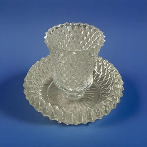 Vintage Indiana Glass Diamond Cut Point Votive Candle Holder Tealight Home Decor - Picture 1 of 14