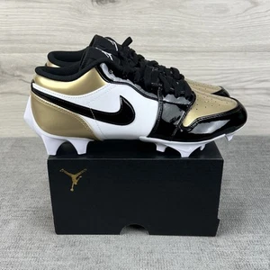 Nike Air Jordan 1 Low TD Football Cleat Patent Gold Toe FJ6245-701 Mens Size 9 - Picture 1 of 10