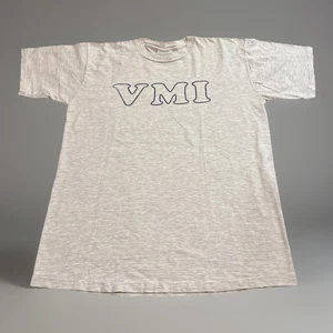 Vintage 80s Virginia Military Institure VMI 80s Velva Sheen Grey T-Shirt XL - Picture 1 of 5
