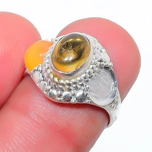 Natural Aaa+++ Citrine Gemstone Silver Plated Jewelry Ring 6.5 (9520) S193 - Picture 1 of 5