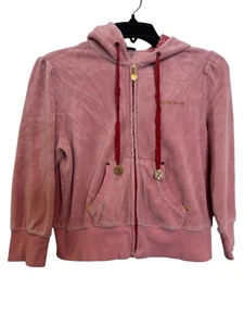 Giacca donna vintage Bebe velluto rosa con cappuccio taglia L logo strass zip rosso - Foto 1 di 4