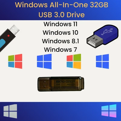 Windows 11/10/8.1/7 Arrancable USB 3.0 - Instalar, Reparar, Actualizar - No Necesita Llave Foto 1 de 2
