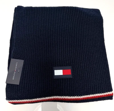 NUEVO CON ETIQUETAS Tommy Hilfiger Hombre’s Bufanda Larga Azul Marino Rojo Blanco Otoño Invierno Vacaciones Foto 1 de 4