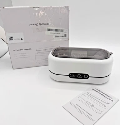 Ультразвуковой очиститель, 48 кГц высокая частота, белый 2 настройки ювелирных изделий режимы очистки - Изображение 1 из 4